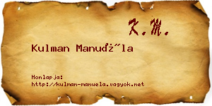 Kulman Manuéla névjegykártya